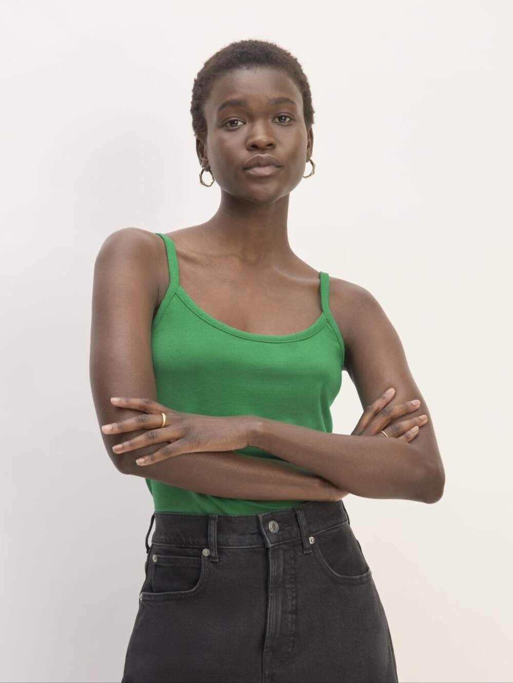 Everlane Tank Top Womens XS Green Crop Kelly Cami Supima Spaghetti